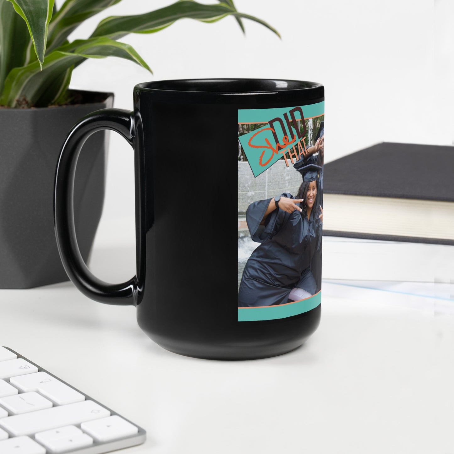 She Did That Black Glossy Mug