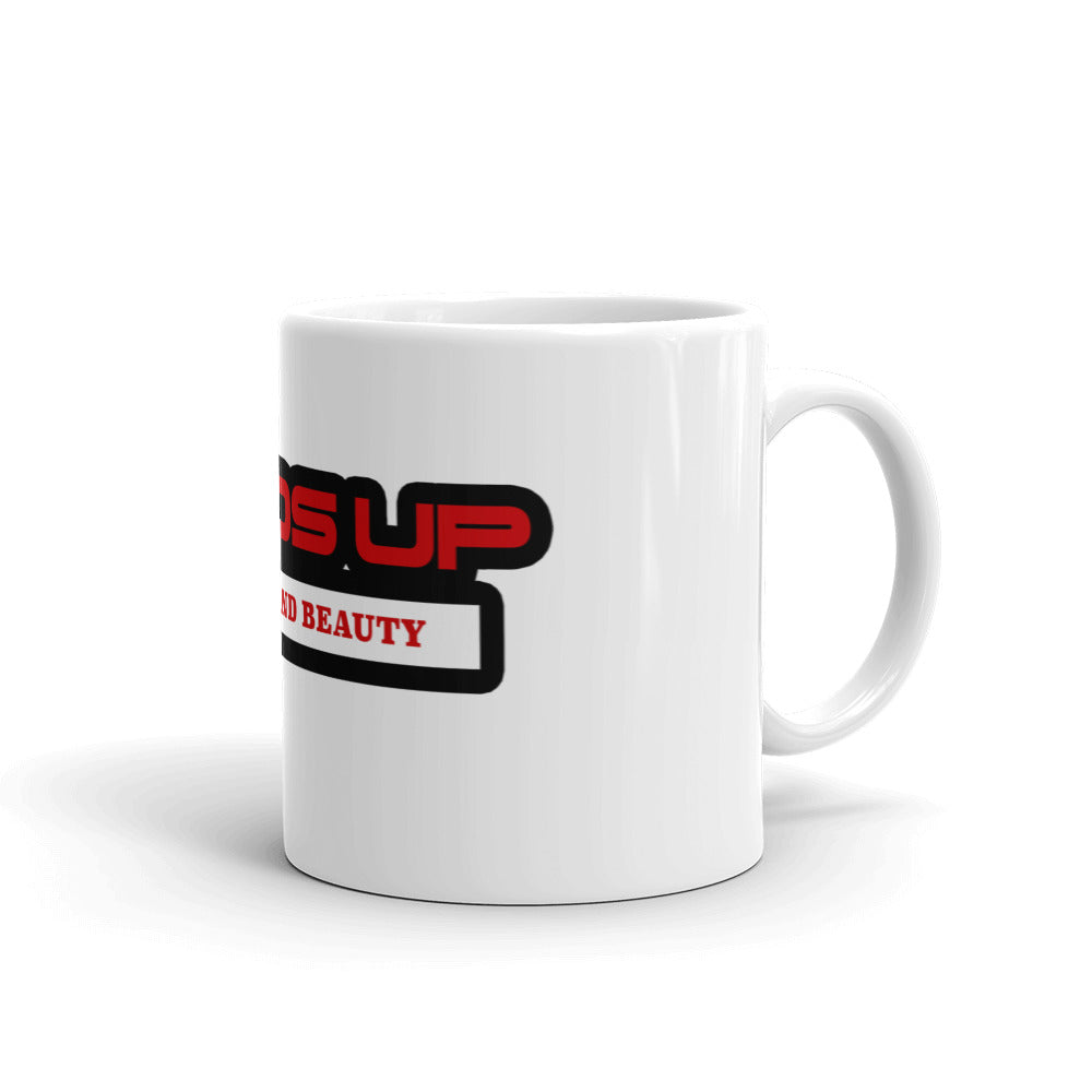Heads Up White glossy mug