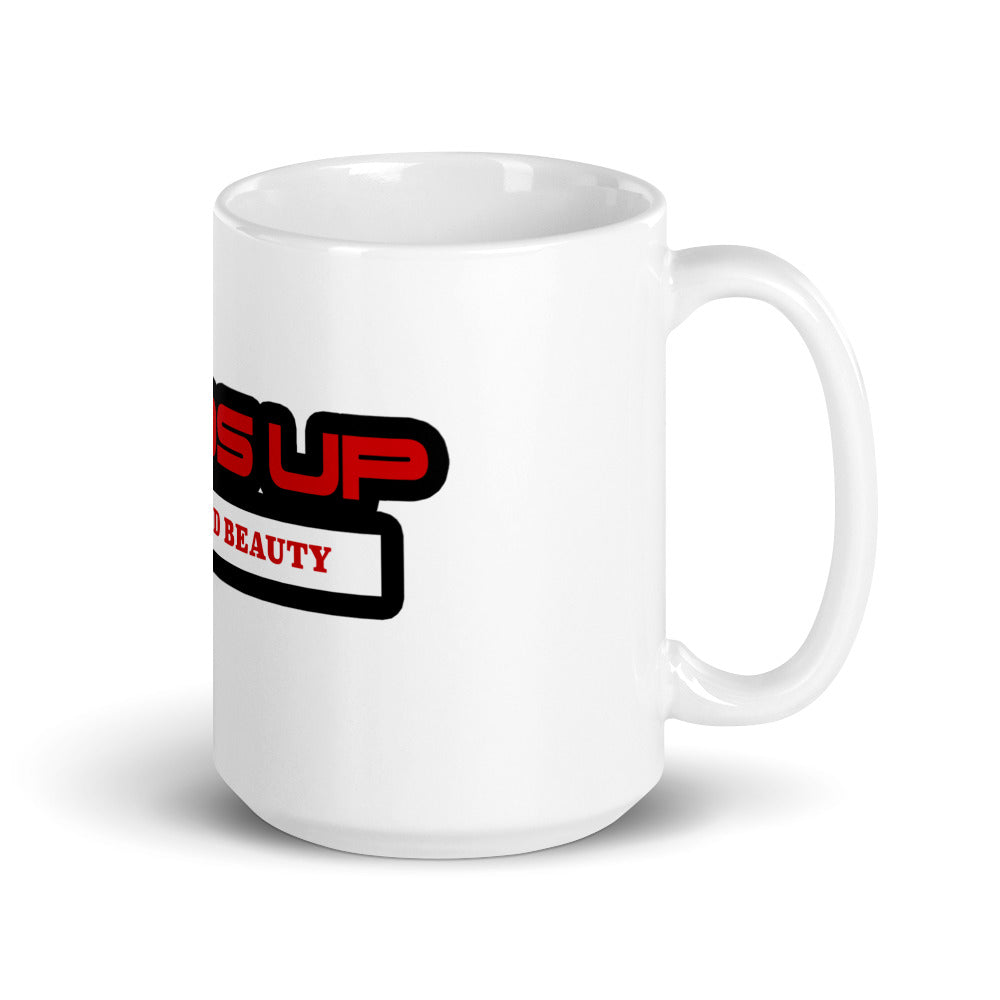 Heads Up White glossy mug