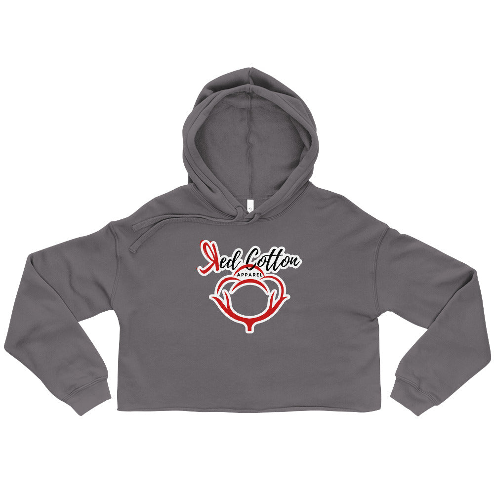 Red Cotton Apparel Crop Hoodie