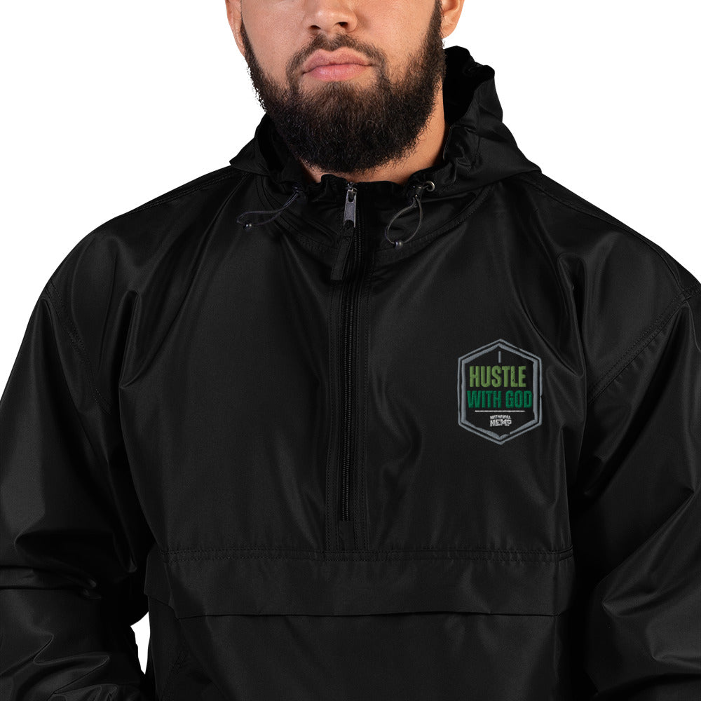 I Hustle With God Nathanal Hemp Embroidered Champion Packable Jacket